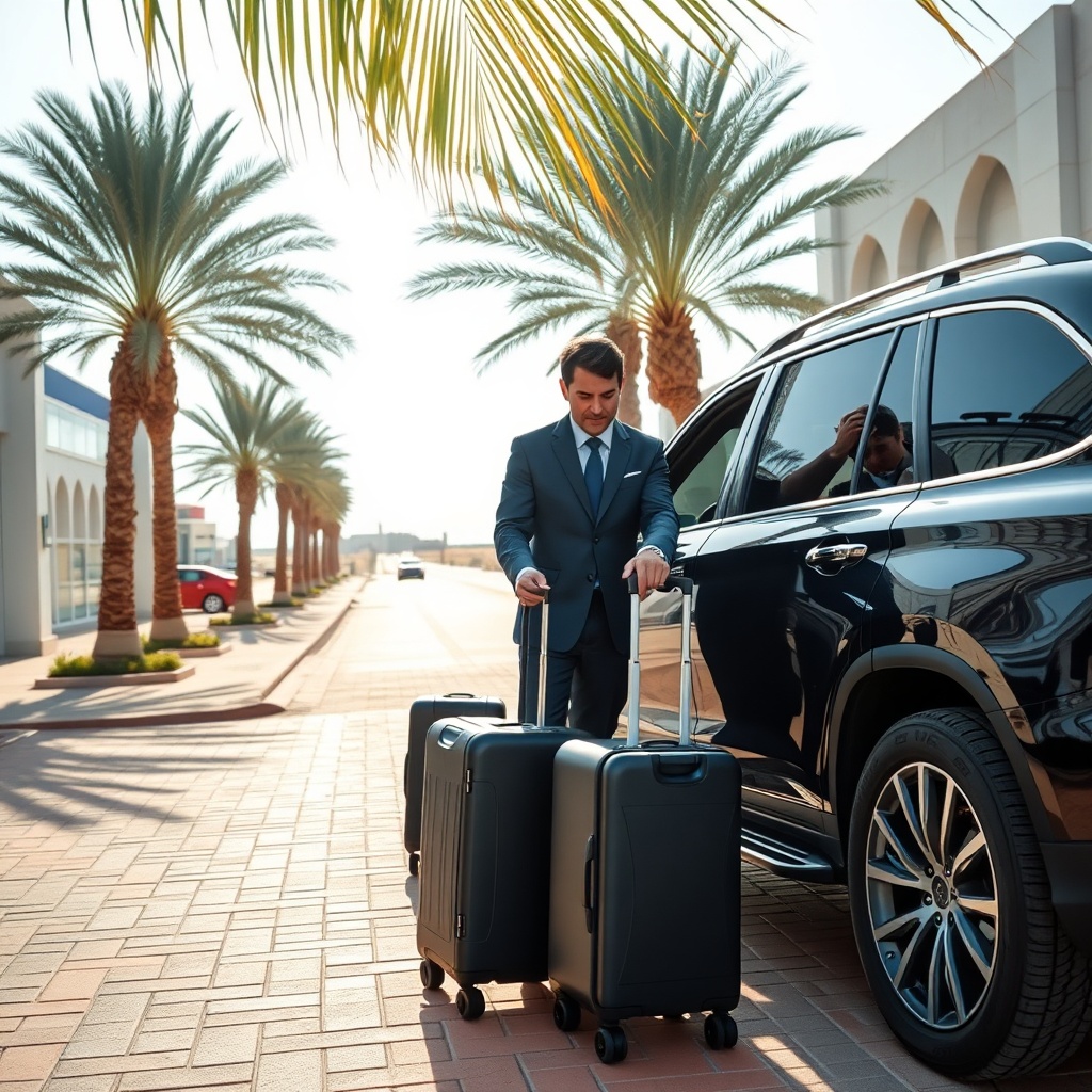 Stress-free luggage assistance at Marrakech airport, illustrating a premium door-to-door Marrakech airport to Essaouira transfer experience.