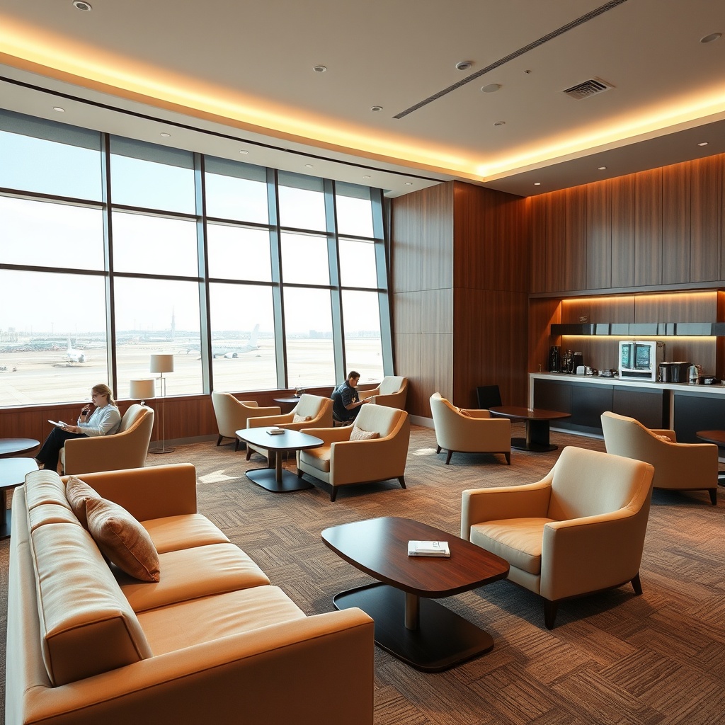 Premium VIP lounge and business amenities within RAK airport facilities, featuring accessible seating, workspace zones, and tailored comforts for elevated travel.