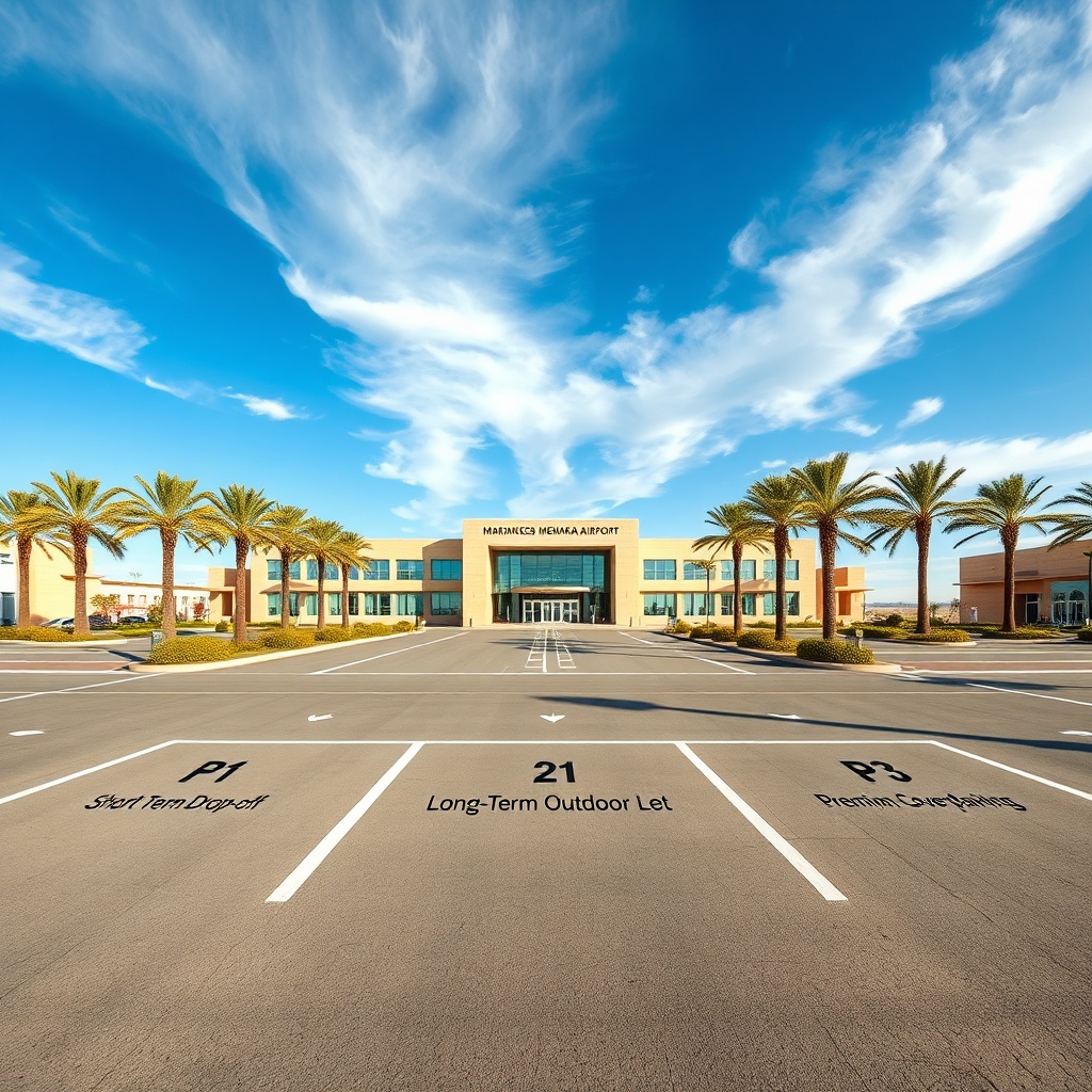 Clear visual breakdown of marrakesh airport parking rates highlighting P1 short-term, P2 long-term, and P3 premium zones outside the main terminal.